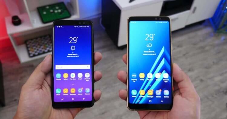 Какой недорогой смартфон Samsung выбрать в 2019 году? Galaxy A8 (слева) и Galaxy A8+ (справа). Фото.