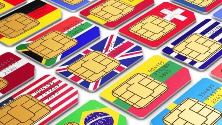 Новая уязвимость SIM-карт передаёт хакерам контроль за смартфоном. SIM-карты с флагами разных стран. Фото.