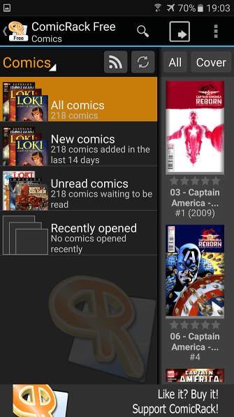 Лучшие программы для чтения комиксов на Android. ComicRack — Коллекция комиксов в кармене. Фото.