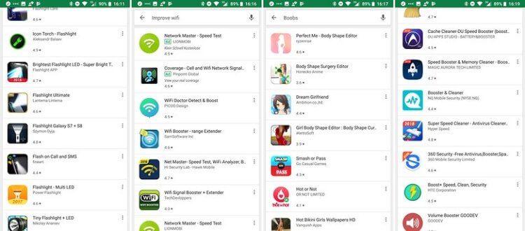 Как распознать фейковые приложения в Google Play Store. Возможно, во всем этом многообразии притаился вирус. А возможно, что и нет. Нужно все проверять самостоятельно. Фото.
