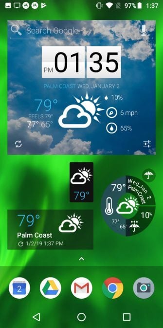 Лучшие погодные виджеты для Android. 1Weather — Для любителей кастомизации. Фото.