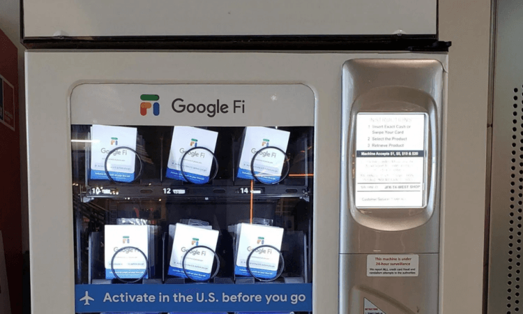 Что такое Google Fi? В таком автомате можно купить симку Google. Фото.
