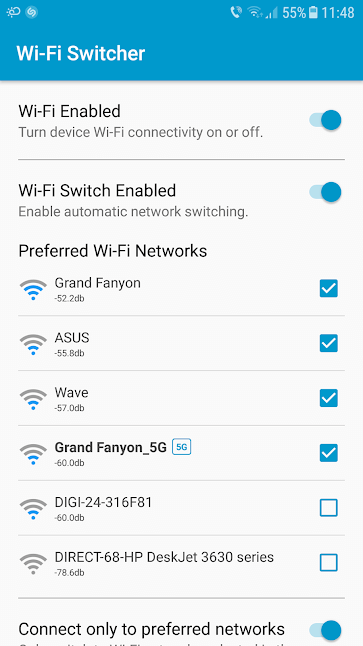 Как задать приоритет предпочитаемых Wi-Fi сетей на Android. Wi-Fi Switcher — Все работает на автомате. Фото.