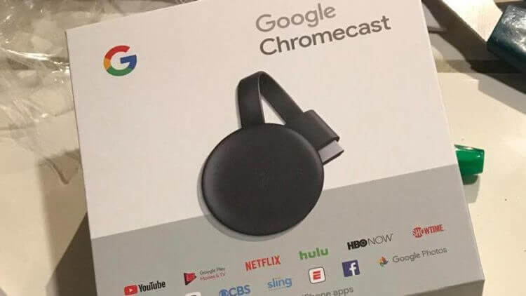 Сколько стоит Google Chromecast. Сервисов поддерживается много и часть из них перечислены на коробке. Фото.