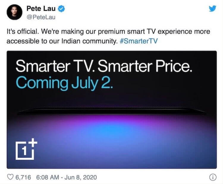 OnePlus покажет дешевый умный телевизор. Все официально. Фото.