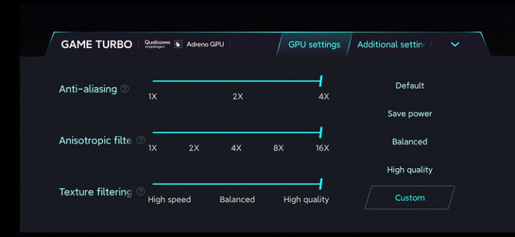 Что такое Game Turbo. Xiaomi Mi 10 Pro Plus позволит настраивать графику как на компьютере. Фото.