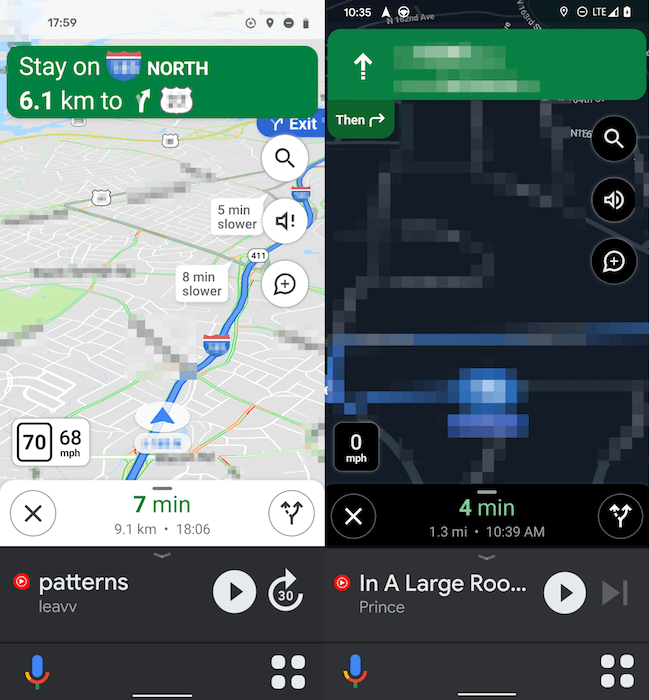 Режим вождения в Google Maps. Новый режим в Google Maps напоминает Android Auto. Фото.