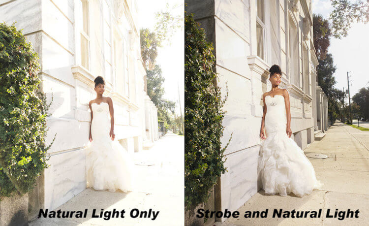 Почему не стоит использовать вспышку. Слева — только естественный свет, справа — естественный свет и вспышка. Фото.