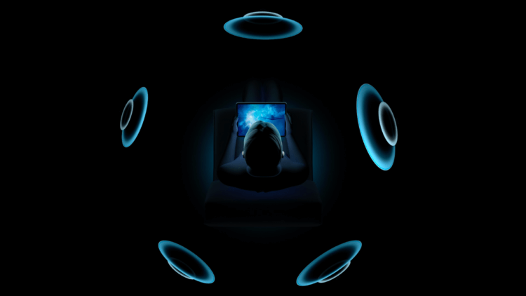 Что умеют Galaxy Buds Pro. Так выглядит графическое представление пространственного звучания. Фото.
