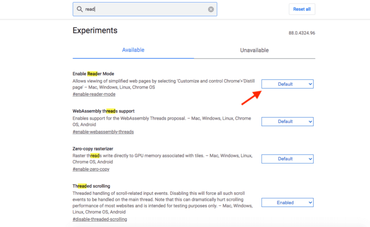 Как в хроме включить режим чтения. Режим чтения в Chrome доступен только через экспериментальное меню. Фото.