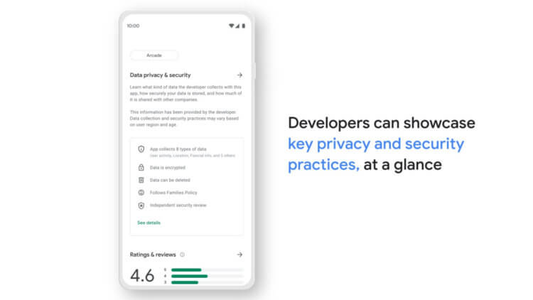 Чем Google Play лучше App Store. Помимо перечисления данных, которые собирают приложения, разработчикам разрешат рассказать, какие методы их защиты они применяют. Фото.