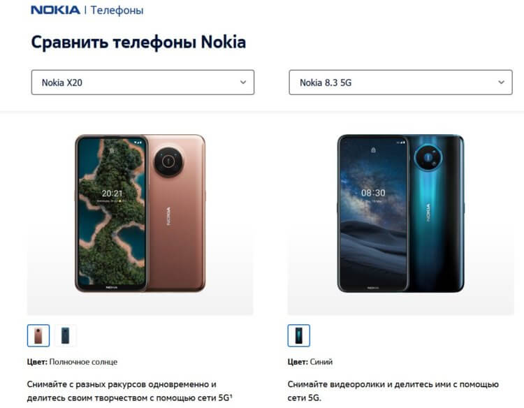 Смартфоны Nokia с поддержкой 5G. Оба смартфона выглядят классно — особенно радует надпись Nokia на «подбородке». Фото.
