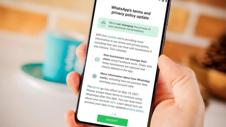 Реклама в WhatsApp. Теперь понятно, зачем WhatsApp приняла новое соглашение безопасности. Фото.