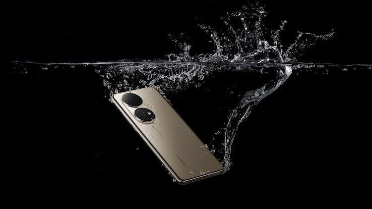 Новый Huawei P50 Pro. Телефон защищен от воды по стандарту IP68. Фото.