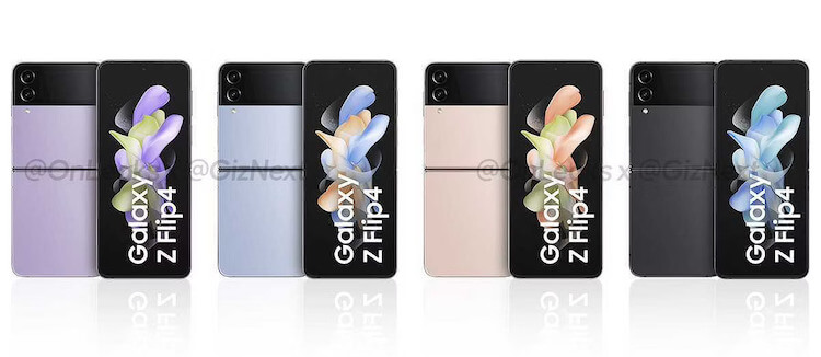 Сколько будет стоить Galaxy Z Flip 4. Цветов на выбор будет 4. Фото.