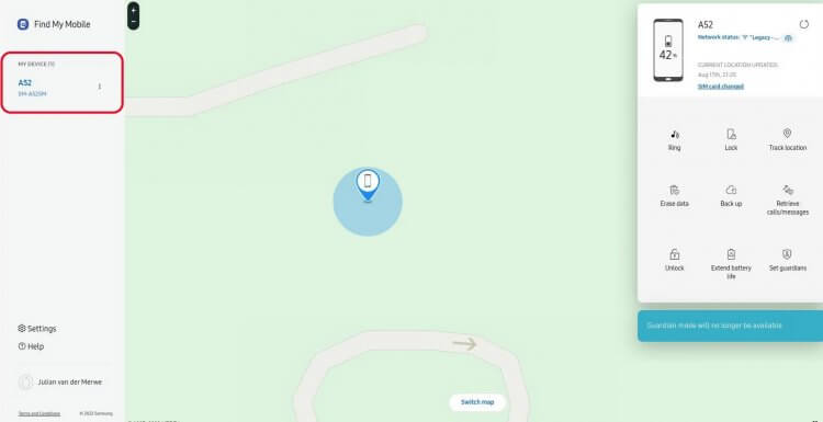 Найти мой телефон Самсунг — как пользоваться. Смартфон отобразится на карте, а вы сможете быстрее найти его. Фото.