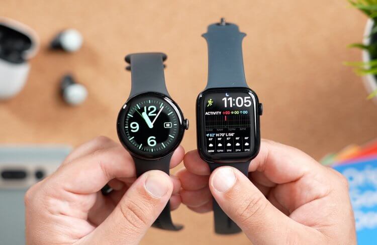 Чем Pixel Watch отличаются от Apple Watch Ultra. Странное, но интересное сравнение. Сравнить одни из лучших часов всегда интересно. Фото.