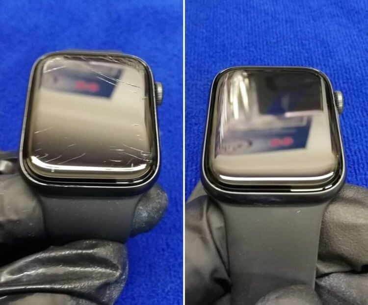 Полировка экрана телефона. Посмотрите, как стали выглядеть Apple Watch. Фото.