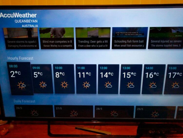 Как посмотреть погоду на телевизоре. Погоду в красивом оформлении можно посмотреть прямо на телевизоре. Фото.