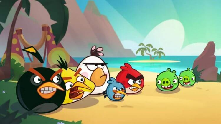Скачать Angry Birds на Андроид. Классическое противостояние злых птичек и зеленых свиней. Фото.