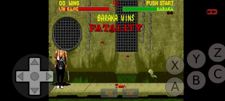 Эмулятор Sega на Андроид. Через эмулятор можно поиграть в легендарные части Mortal Kombat. Фото.