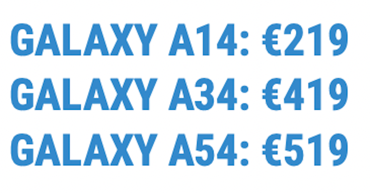 Сколько стоит Galaxy A34, А54 и А14. Европейские цены на новые Samsung. Фото.