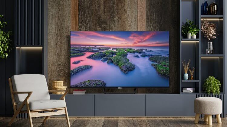 Телевизор Xiaomi TV A2 50 дюймов. Xiaomi всегда делала крутой дизайн для своих телевизоров. Фото.