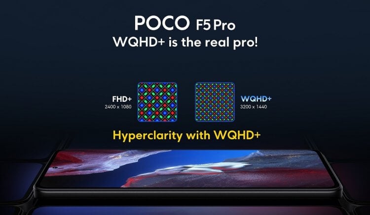 Характеристики POCO F5 Pro. Экран POCO F5 Pro обладает сверхвысоким разрешением. Фото.