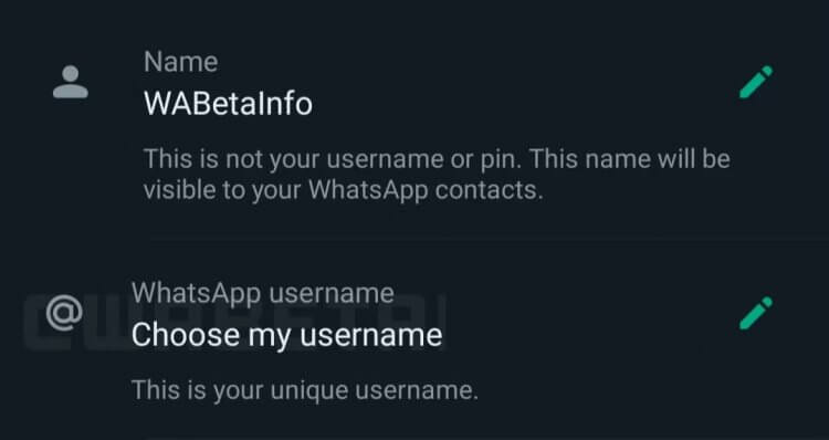 Nickname for WhatsApp is a new way to find a person without a number.  While the function is being tested in closed mode.  Photo.
