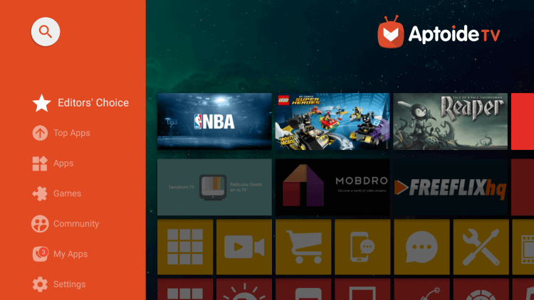 Aptoide TV — магазин приложений для Android TV. Отличный магазин приложений, в котором очень много программ. Скачайте, чтобы они были под рукой. Фото.