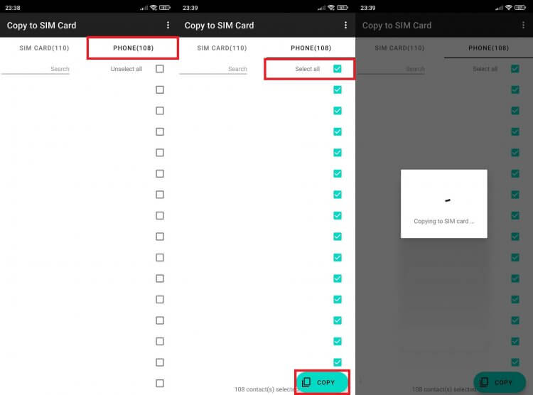 Приложение для переноса контактов на СИМ. Приложения из Google Play всегда готовы прийти на помощь. Фото.