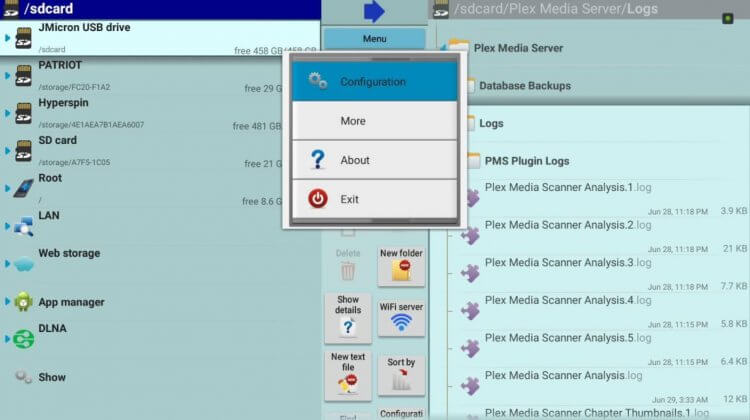 X-plore File Manager — файловый менеджер для Смарт ТВ. Этот файловый менеджер пригодится для установки приложений. Фото.