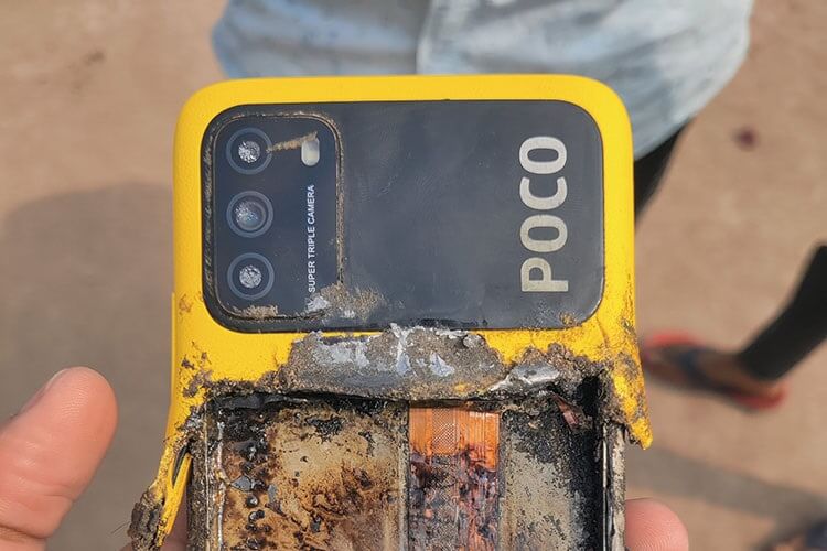 Какие телефоны POCO взрываются. Пострадавший POCO M3 прямиком из Индии. Фото.