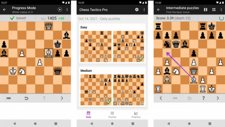 Лучшие игры для Android, которые понравятся всем любителям шахмат. Chess Tactics Pro — тактическая шахматная игра. Фото.