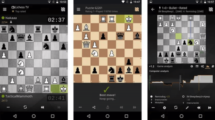 Лучшие игры для Android, которые понравятся всем любителям шахмат. Lichess — лучшие шахматные игры для Android. Фото.