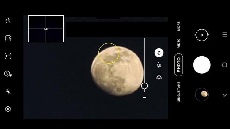Как сфотографировать Луну на Андроид. По мере приближения смартфон как бы дорисовывает Луну. Фото.