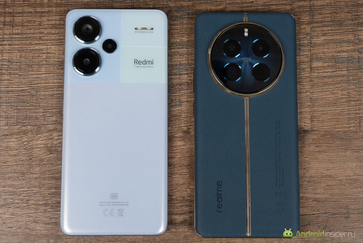 Сравнение realme 12 Pro+ и Redmi Note 13 Pro Plus. Один телефон «под кожу», а второй стеклянный. Фото.