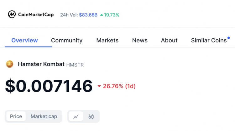 Сколько стоит хамстер в рублях. Курс $HMSTR на момент подготовки материала. Источник: coinmarketcap.com. Сколько стоит хамстер в рублях. Курс $HMSTR на момент подготовки материала. Источник: coinmarketcap.com. Фото.