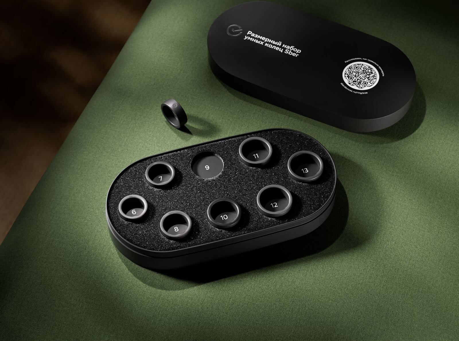 Как выглядит кольцо Sber Smart Ring. Кольцо доступно в 8 размерных вариантах. Изображение: sberdevices.ru. Фото.