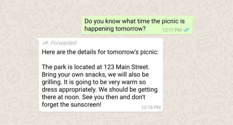 Пересылка сообщений в WhatsApp. В WhatsApp при пересылке сообщений не отображается имя автора, что не дает третьим лицам доступа к профилю. Фото: hi-tech.mail.ru. Пересылка сообщений в WhatsApp. В WhatsApp при пересылке сообщений не отображается имя автора, что не дает третьим лицам доступа к профилю. Фото: hi-tech.mail.ru. Фото.