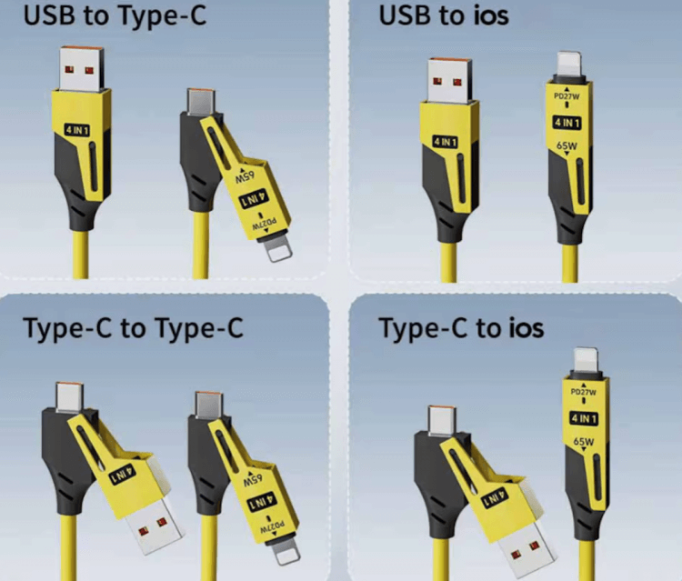 Пружинный кабель USB-C на Lightning. Изображение: AliExpress. Пружинный кабель USB-C на Lightning. Изображение: AliExpress. Фото.