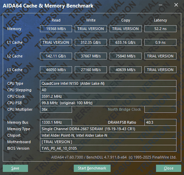 Производительность маленького компьютера Ninkear MBOX11. AIDA64 Cache & Memory. Производительность маленького компьютера Ninkear MBOX11. AIDA64 Cache & Memory. Фото.