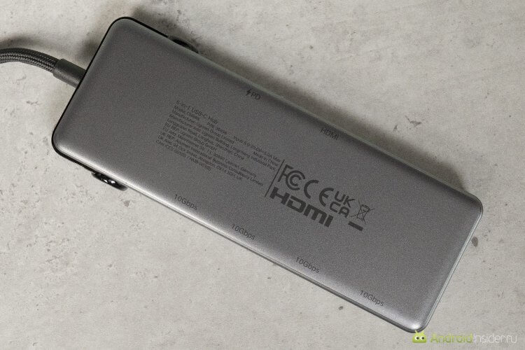 Хороший UCB-C хаб. Если не понимаете куда что подключать, сзади есть подсказка. Фото.