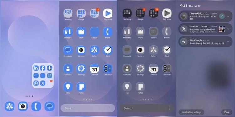 Эффект Glass UI на Samsung. Так выглядит новая тема One UI. Фото.
