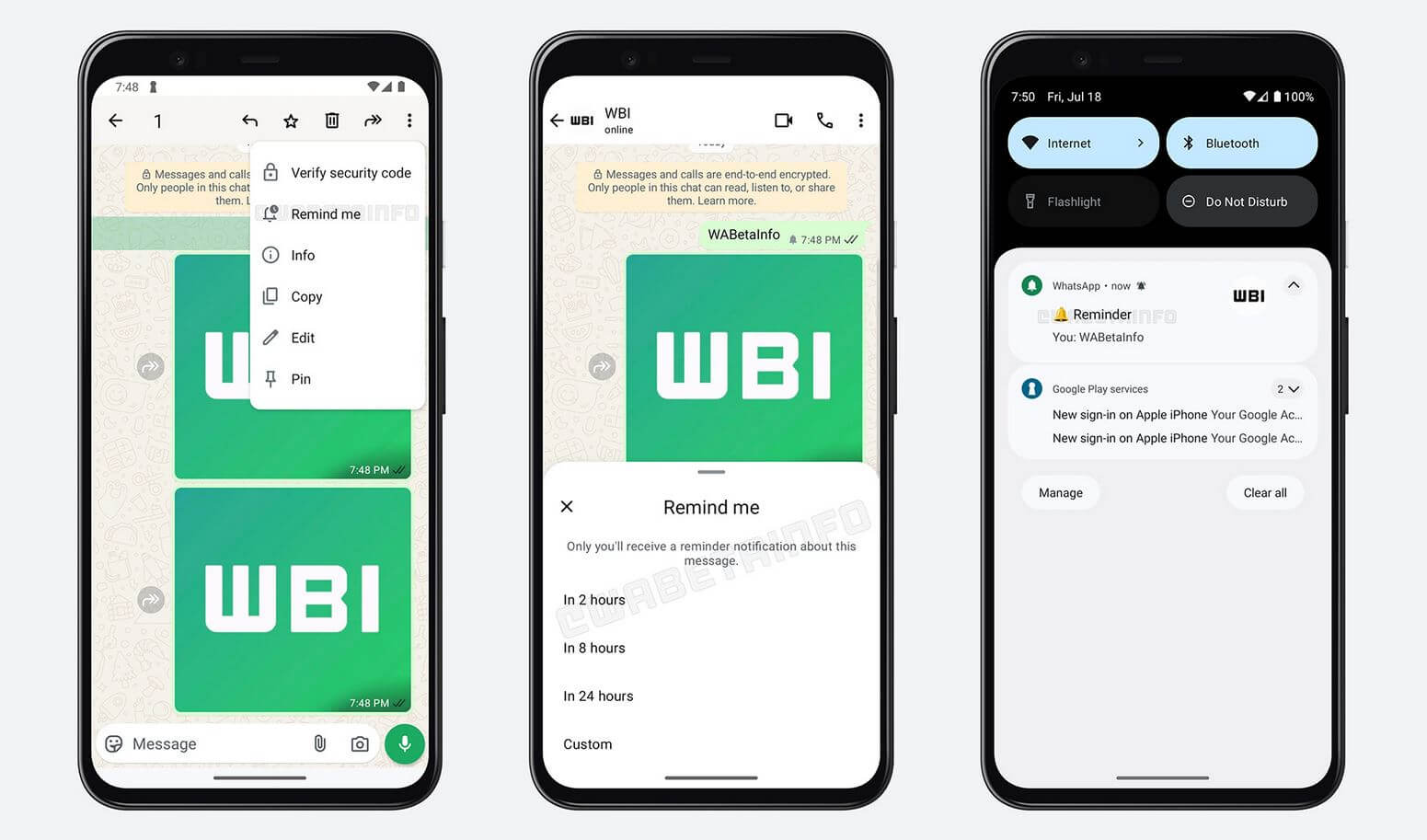 Умные напоминания о сообщениях в WhatsApp: как работает новая функция из бета-версии мессенджера. Напоминание можно поставить на любое сообщение, чтобы ничего не забыть. Фото: wabetainfo.com. Умные напоминания о сообщениях в WhatsApp: как работает новая функция из бета-версии мессенджера. Напоминание можно поставить на любое сообщение, чтобы ничего не забыть. Фото: wabetainfo.com. Фото.