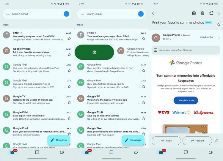 Новый дизайн приложений Google. Новое приложение Gmail и его дизайн. Фото.