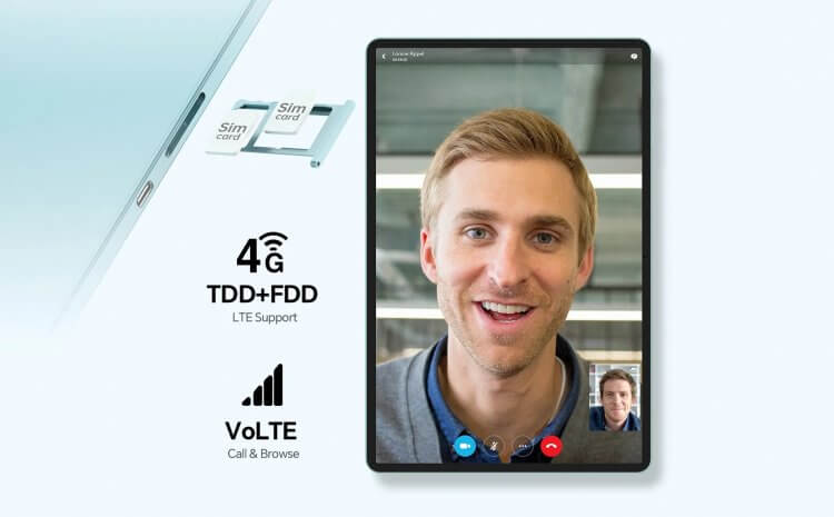 Характеристики Teclast P50 2025. Планшет поддерживает и SIM-карты, и карты памяти. Изображение: Teclast. Фото.