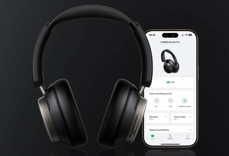 Топовые наушники UGREEN Studio Pro. Прорывные наушники с фирменным приложением. Фото.