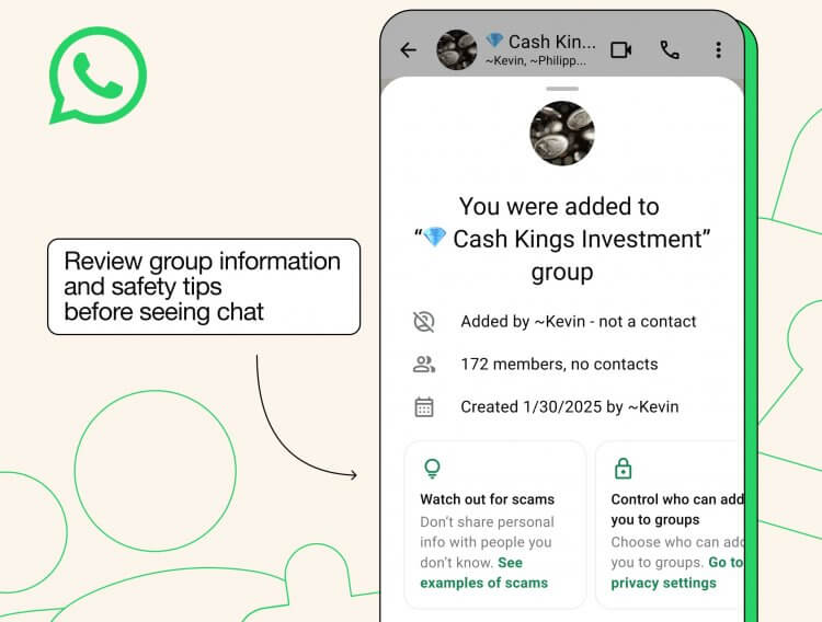 Как защититься от мошенников в WhatsApp. WhatsApp будет давать подробную информацию об отправителе сообщения. Фото.