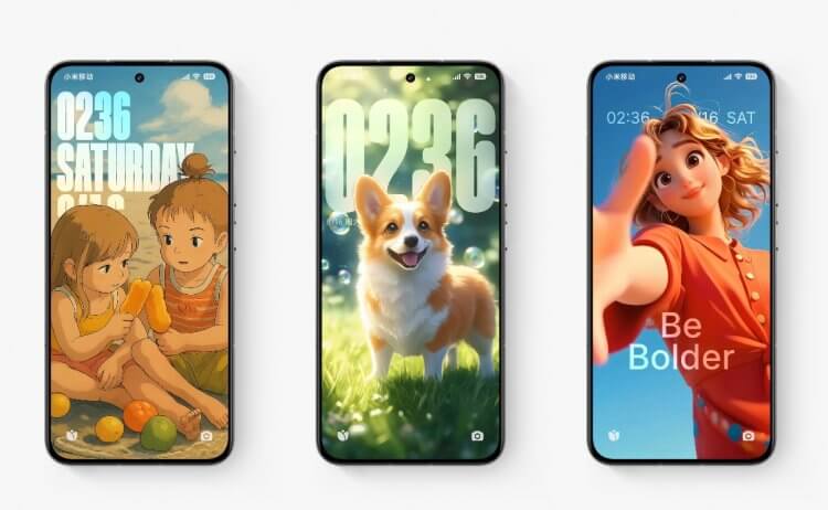 Обновленный экран блокировки. Xiaomi разрешила делать мультяшные экраны блокировки. Изображение: Xiaomi. Фото.